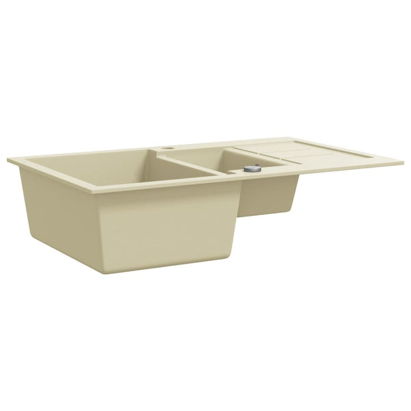 vidaXL Granite Sink Double Basin Beige
