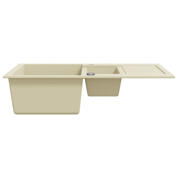 vidaXL Granite Sink Double Basin Beige