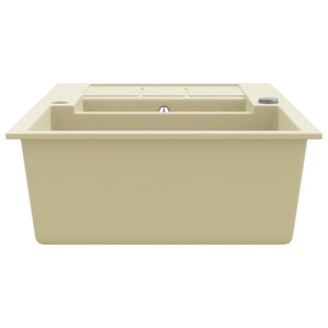 vidaXL Granite Sink Double Basin Beige