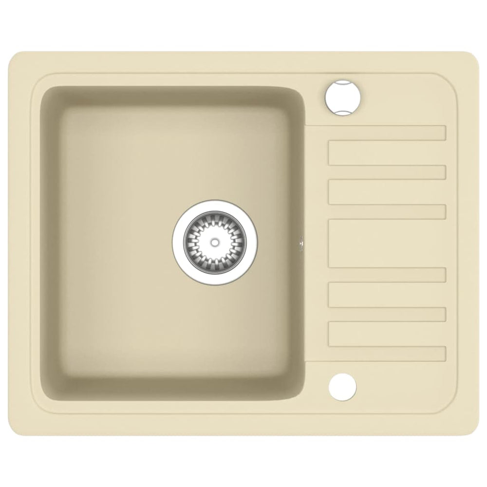vidaXL Granite Sink Single Bowl Beige