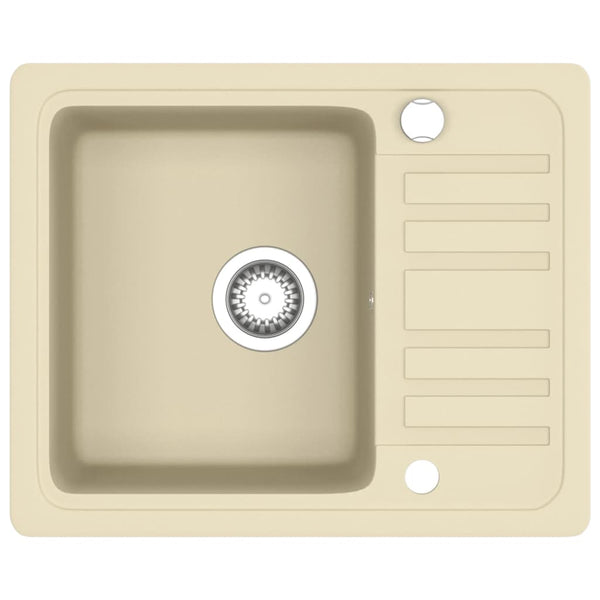 vidaXL Granite Sink Single Bowl Beige