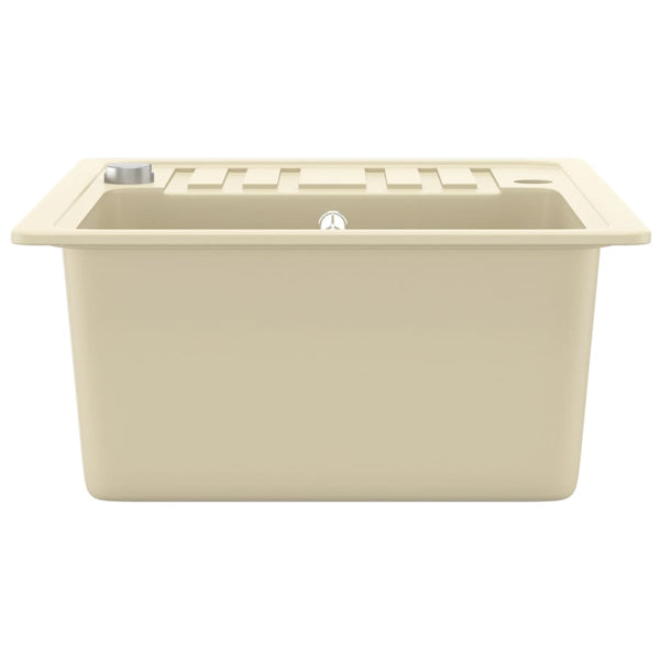 vidaXL Granite Sink Single Bowl Beige