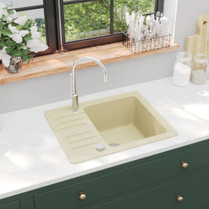 vidaXL Granite Sink Single Bowl Beige