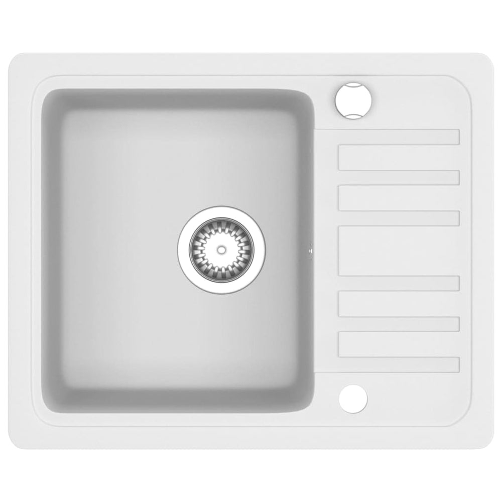 vidaXL Granite Sink Single Bowl White