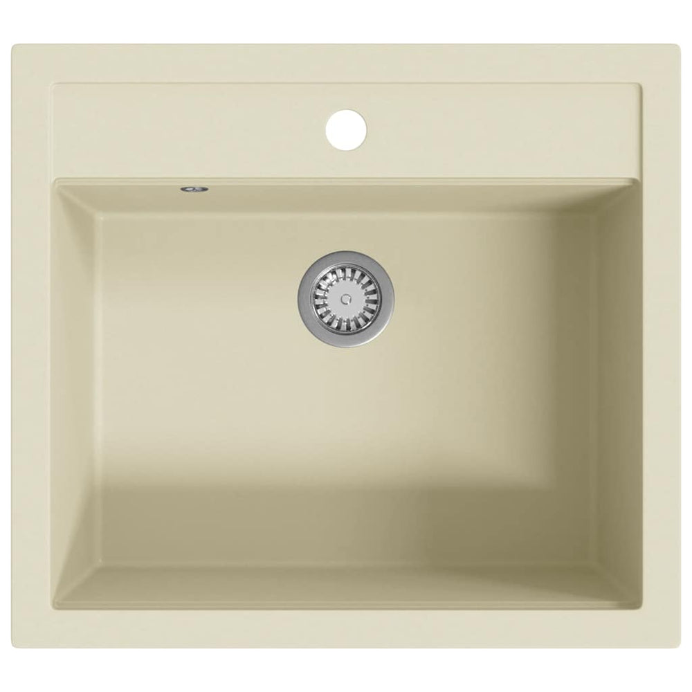vidaXL Granite Sink Single Bowl Beige