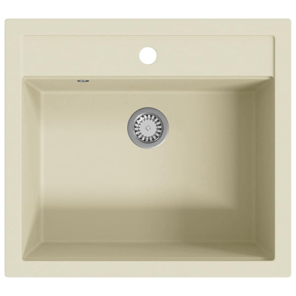 vidaXL Granite Sink Single Bowl Beige