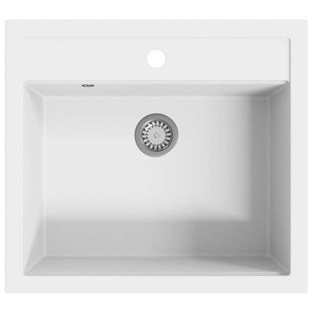 vidaXL Granite Sink Single Bowl White