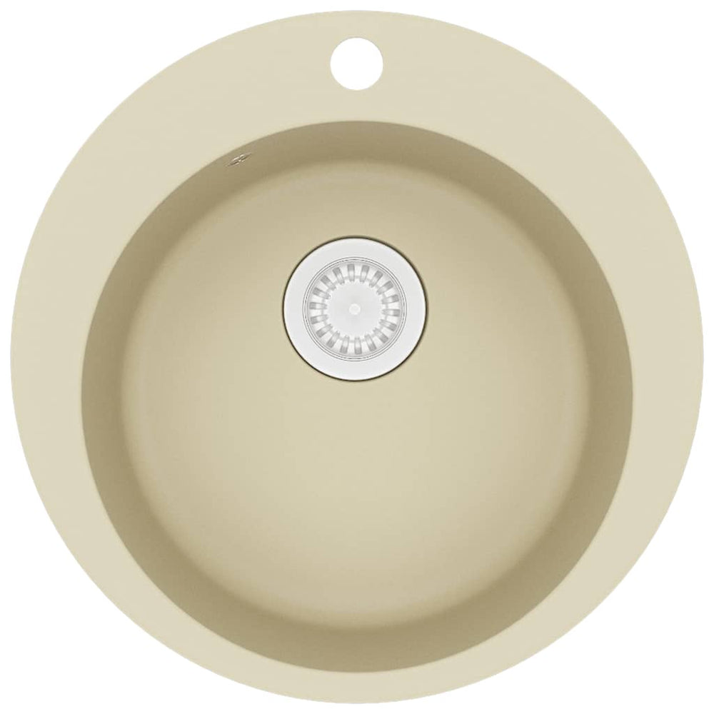 vidaXL Granite Sink Single Bowl Round Beige