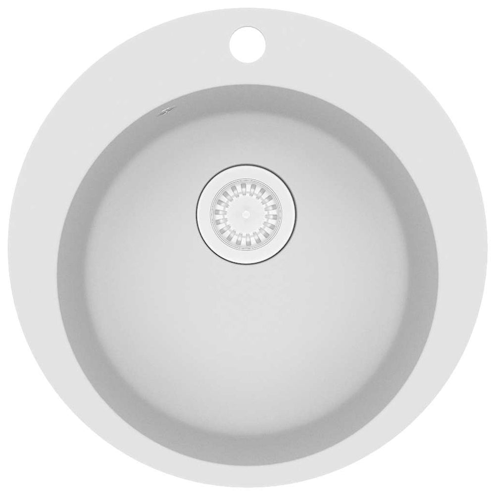 vidaXL Granite Sink Single Bowl Round White
