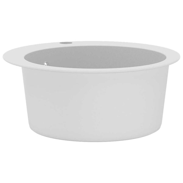 vidaXL Granite Sink Single Bowl Round White