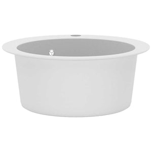 vidaXL Granite Sink Single Bowl Round White