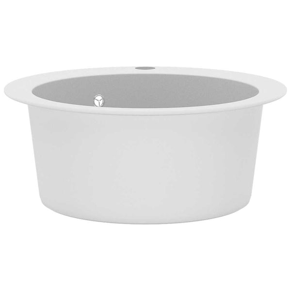 vidaXL Granite Sink Single Bowl Round White