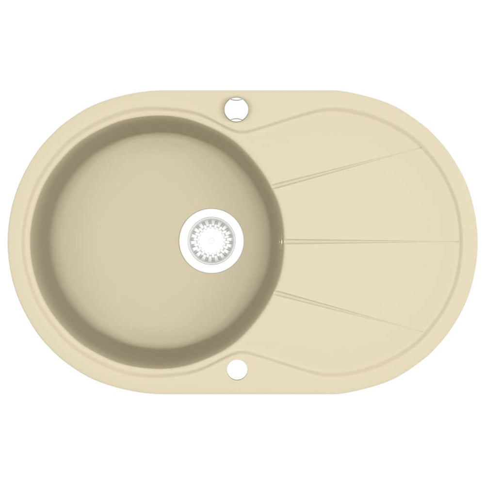 vidaXL Granite Sink Single Bowl Oval Beige