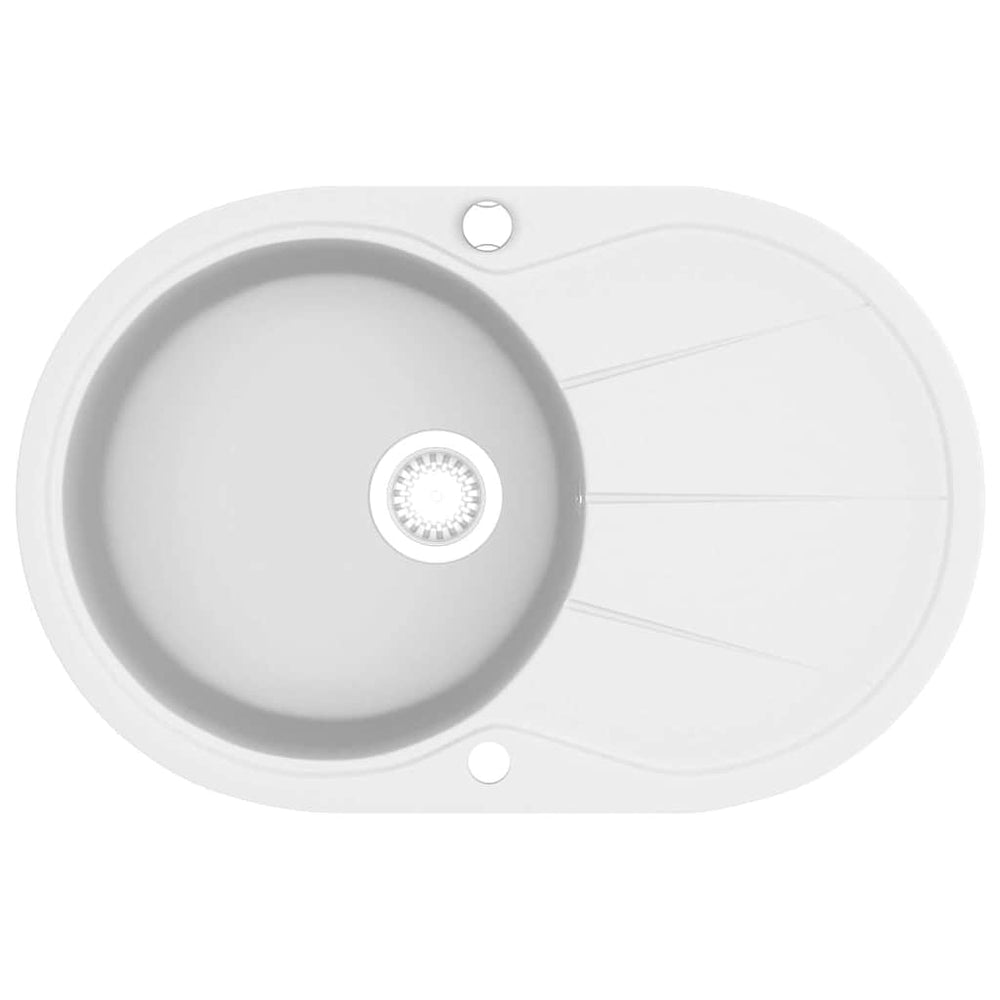 vidaXL Granite Sink Single Bowl Oval White
