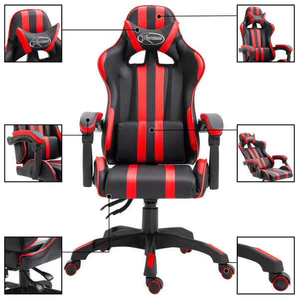 vidaXL Gaming Chair Red Faux Leather