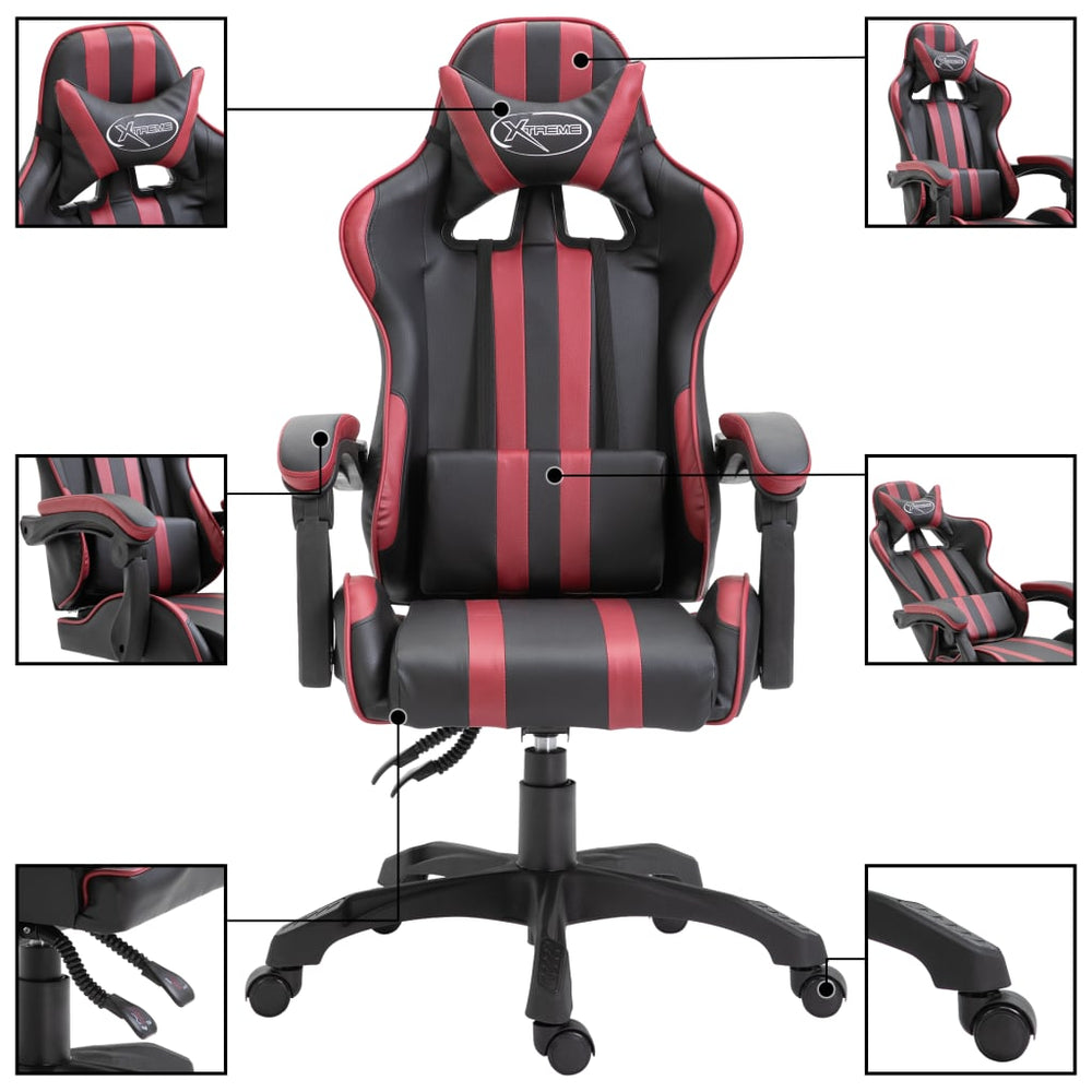 vidaXL Gaming Chair Burgundy Artificial Leather