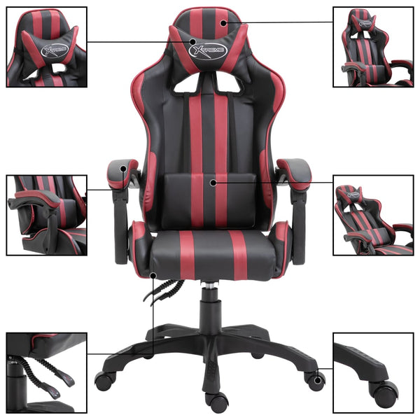 vidaXL Gaming Chair Burgundy Artificial Leather