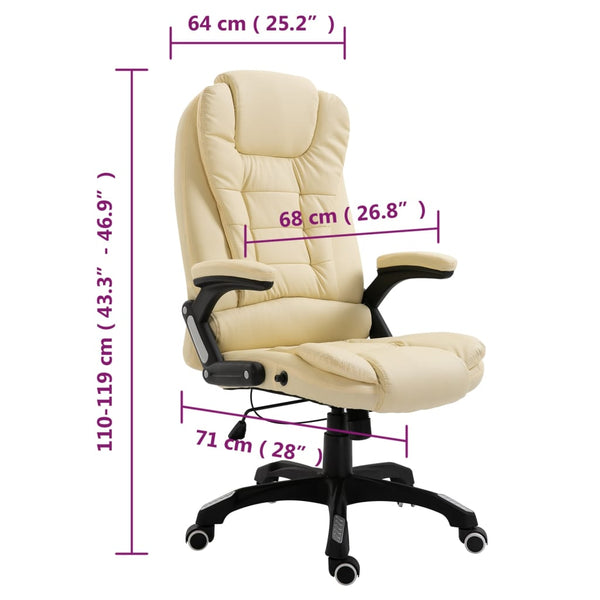 vidaXL Office Chair Cream Artificial Leather