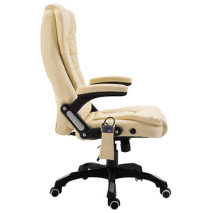 vidaXL Massage Office Chair Cream Artificial Leather