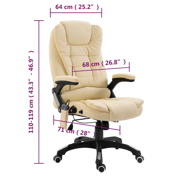 vidaXL Massage Office Chair Cream Artificial Leather