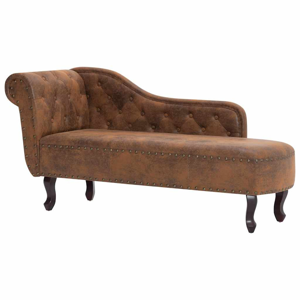 vidaXL Chaise Lounge Brown Suede Look