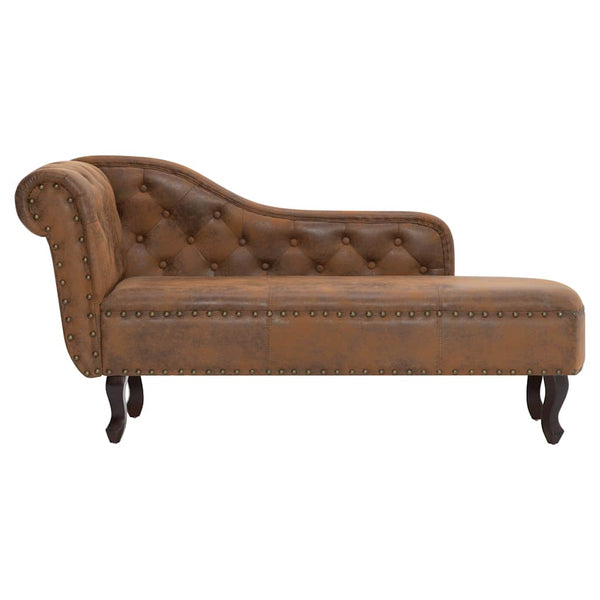 vidaXL Chaise Lounge Brown Suede Look