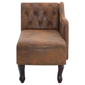 vidaXL Chaise Lounge Brown Suede Look