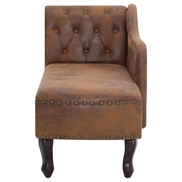 vidaXL Chaise Lounge Brown Suede Look