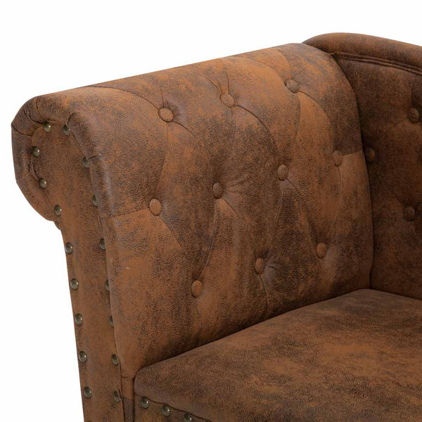vidaXL Chaise Lounge Brown Suede Look