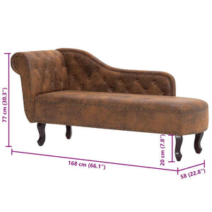 vidaXL Chaise Lounge Brown Suede Look