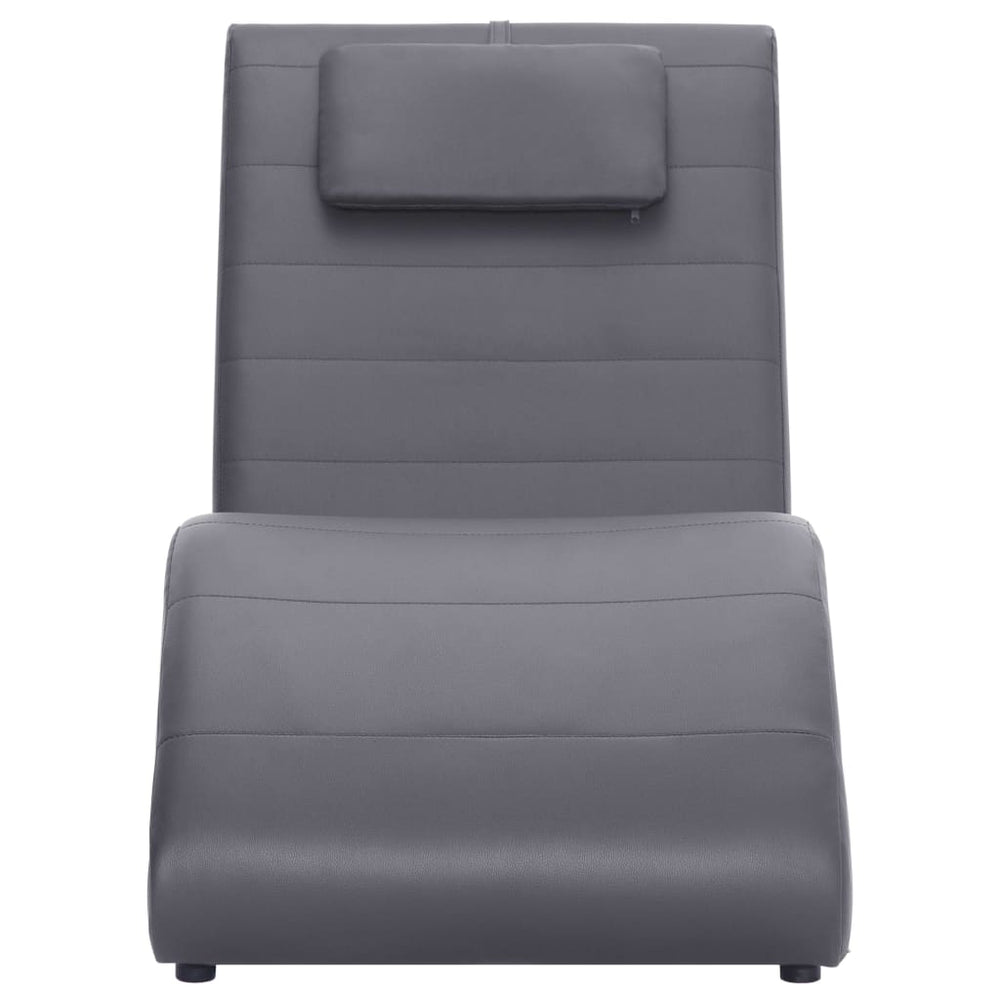 vidaXL Chaise Lounge with Cushions Grey Artificial Leather