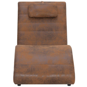 vidaXL Chaise Lounge with Cushions Brown Suede Look