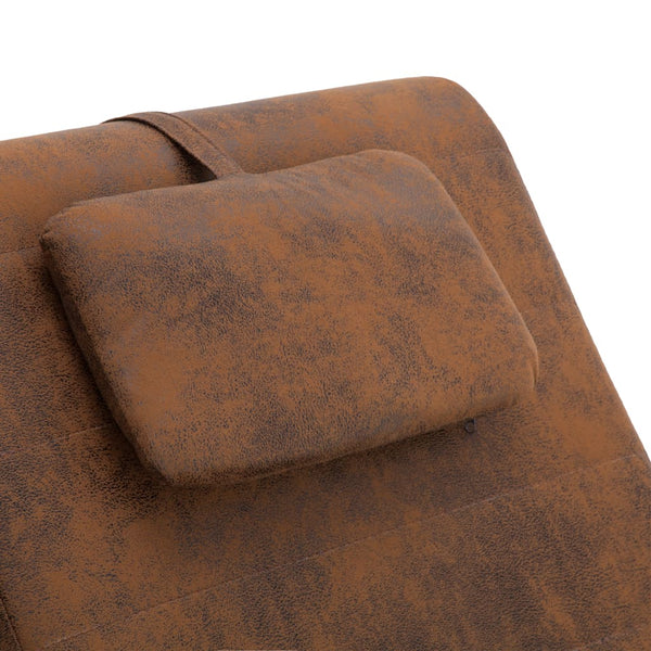 vidaXL Chaise Lounge with Cushions Brown Suede Look
