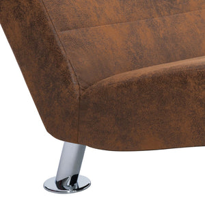 vidaXL Chaise Lounge with Cushions Brown Suede Look