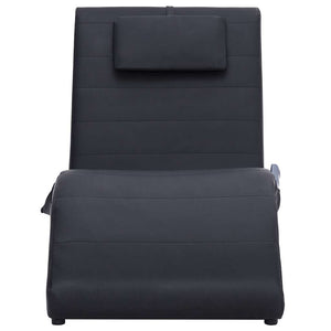 vidaXL Massage Chaise Lounge with Cushion Black Artificial Leather