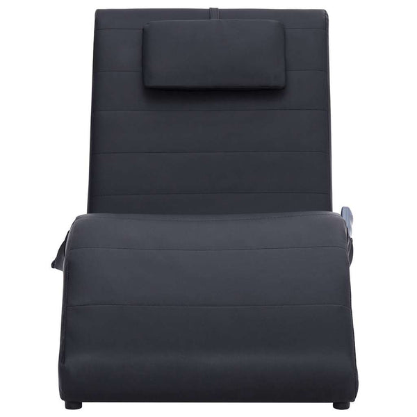 vidaXL Massage Chaise Lounge with Cushion Black Artificial Leather