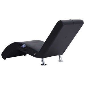 vidaXL Massage Chaise Lounge with Cushion Black Artificial Leather