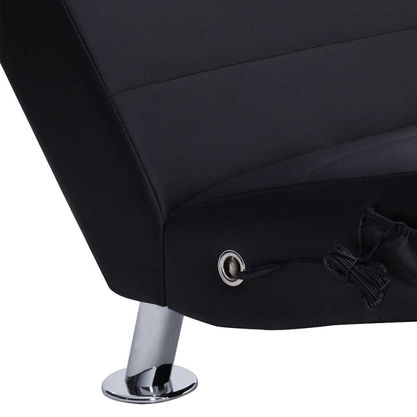 vidaXL Massage Chaise Lounge with Cushion Black Artificial Leather