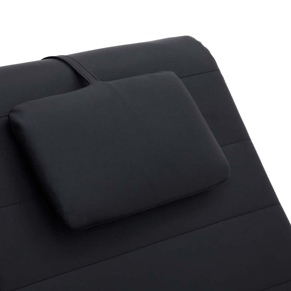 vidaXL Massage Chaise Lounge with Cushion Black Artificial Leather