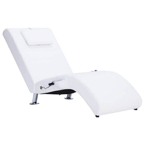 vidaXL Massage Chaise Lounge with Cushion White Faux Leather