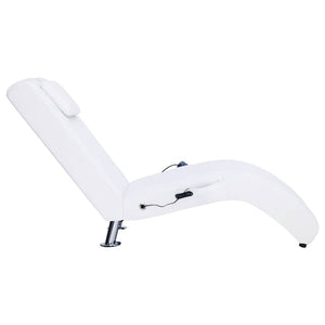 vidaXL Massage Chaise Lounge with Cushion White Faux Leather