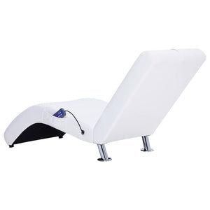 vidaXL Massage Chaise Lounge with Cushion White Faux Leather