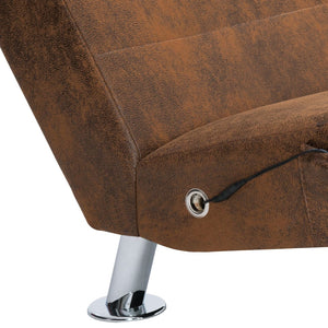vidaXL Massage Chaise Lounge with Pillow Brown Suede Look