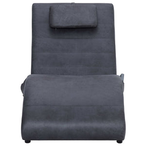 vidaXL Massage Chaise Lounge with Cushion Grey Suede Look