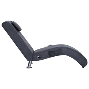 vidaXL Massage Chaise Lounge with Cushion Grey Suede Look