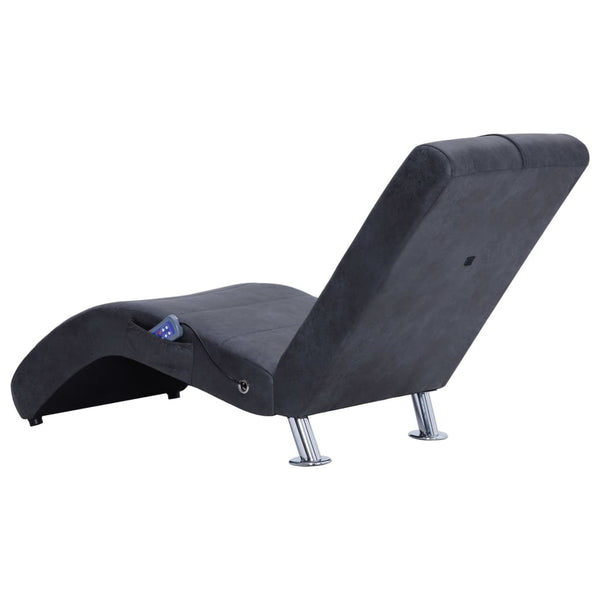 vidaXL Massage Chaise Lounge with Cushion Grey Suede Look