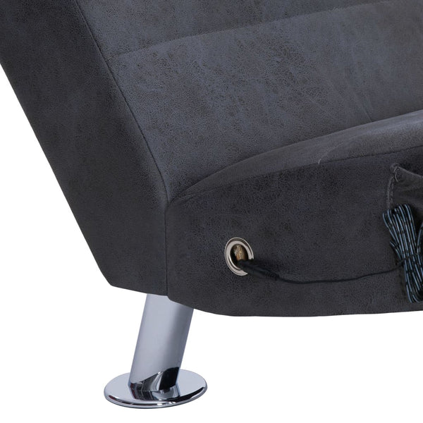 vidaXL Massage Chaise Lounge with Cushion Grey Suede Look