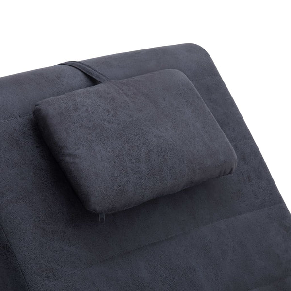 vidaXL Massage Chaise Lounge with Cushion Grey Suede Look