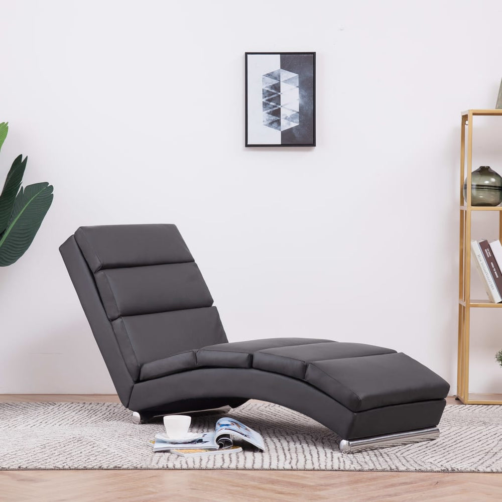 vidaXL Chaise Lounge Grey Faux Leather