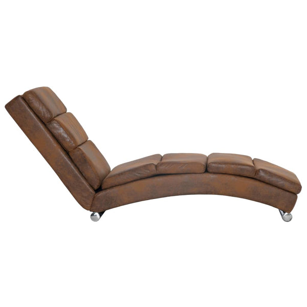 vidaXL Chaise Lounge Brown Suede Look